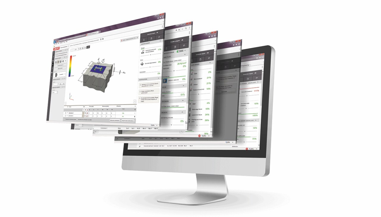 Computer screen with PROFIS Engineering suite