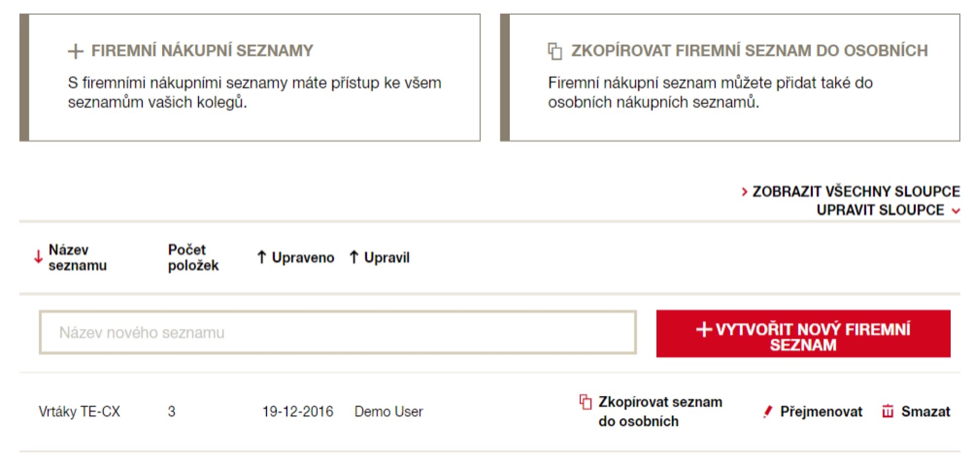 Zkopírovat firemní seznam