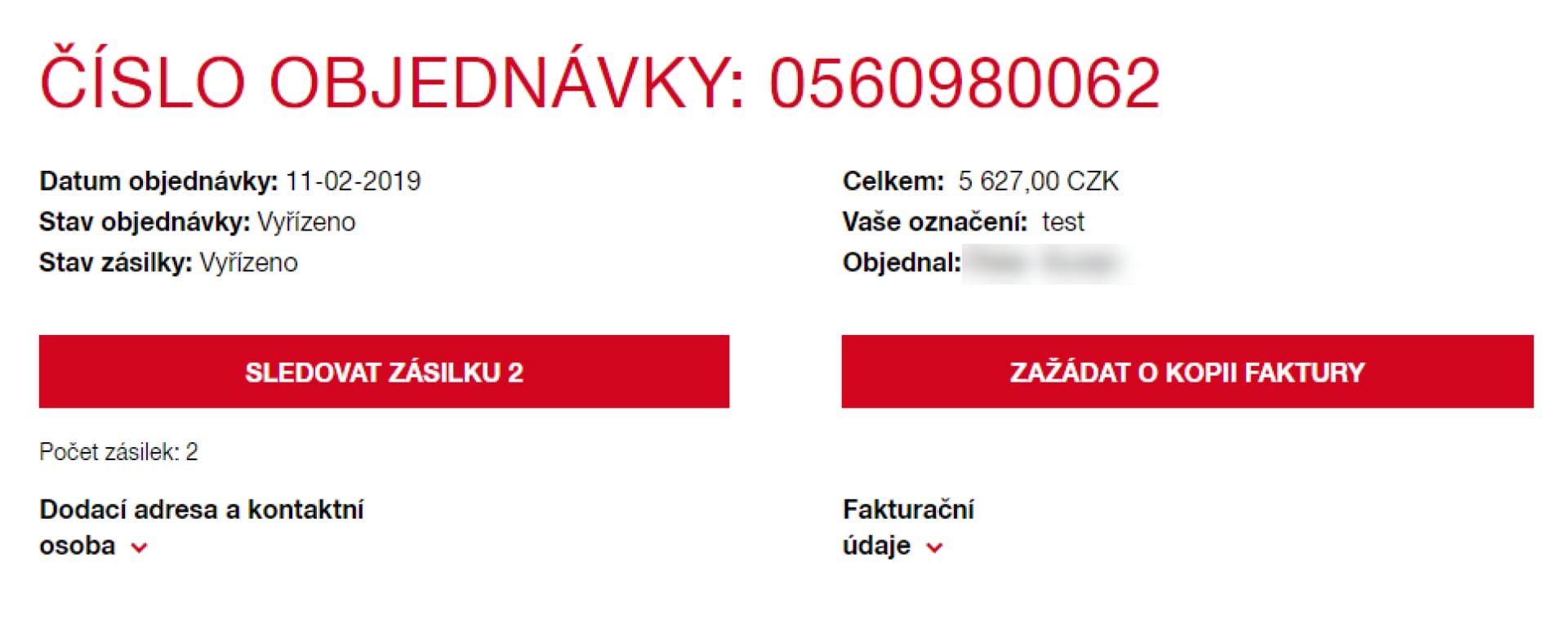 Detail objednávky
