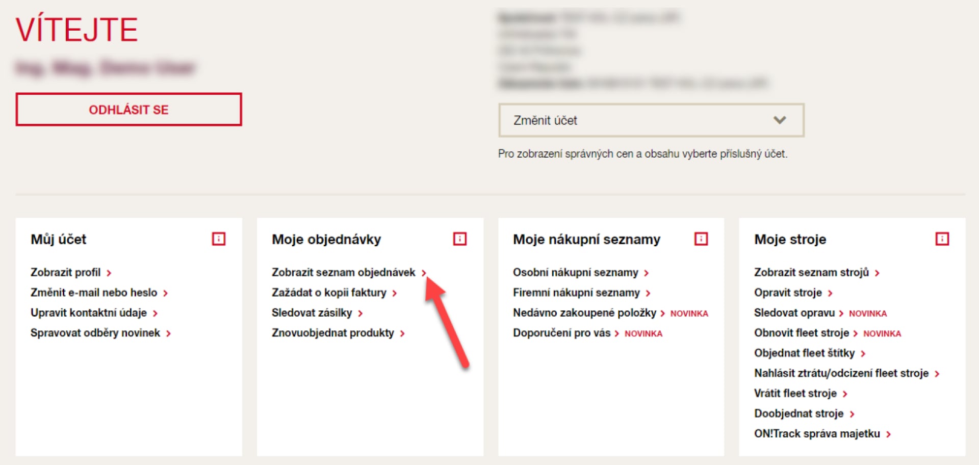 Uživatelský účet Hilti