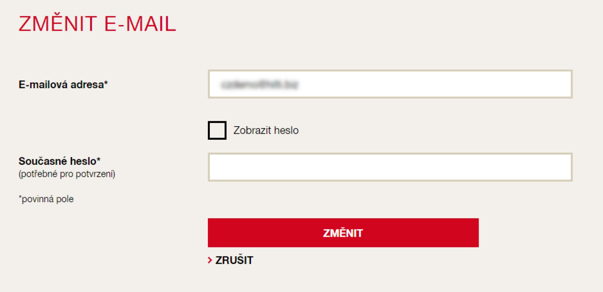 Změna přihlašovacího e-mailu