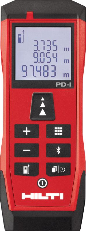 Laserový diaľkomer PD-I Robustný laserový merací prístroj s inteligentnými meracími funkciami a technológiou prepojenia cez Bluetooth® pre interiérové aplikácie s priemerom až 100 m/330 stôp