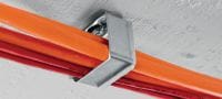 Kovový držiak káblov X-ECH-FE MX Kovový držiak káblového zväzku pre použitie so zásobníkovými klincami alebo kotvami na stropoch alebo stenách Použitie 5