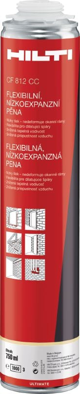 CF 812 CC flexibilná pena s izolačnými vlastnosťami Flexibilná pena s izolačnými vlastnosťami sa ideálne hodí na vzduchové utesnenie a pre nízko energetické stavby