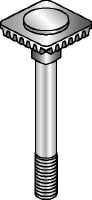 Skrutka MIA-EH Žiarovo zinkovaná (HDG) skrutka s zabudovanou ozubenou podložkou pre ľahšie pripevnenie a nastavenie jednou rukou spojok MI a MIQ