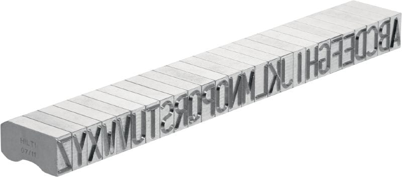 Raziace znaky do ocele X-MC S 8/12 Široké písmená a číslice s ostrým profilom pre vyrazenie označení v kove