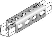 MQV-F Predlžovacia spojka Žiarovo zinkovaná nosníková spojka používaná ako pozdĺžny predlžovací prvok pre podperné nosníky MQ