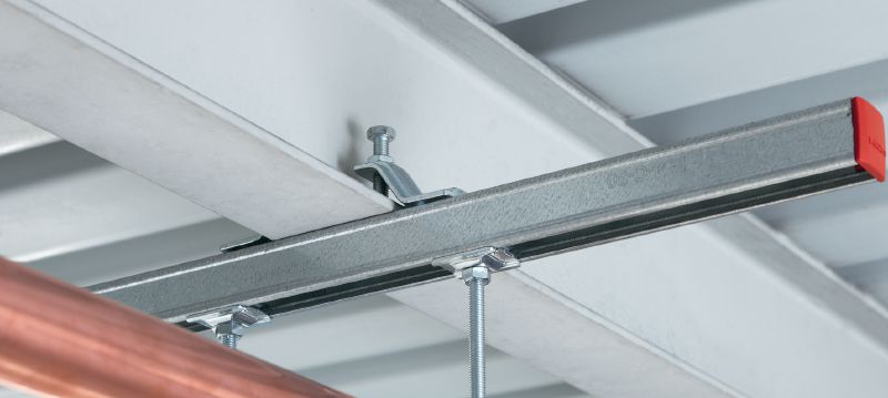 MM-T-16-36 Pozinkovaná nosníková príchytka na pripojenie podperných nosníkov MM priamo na oceľové nosníky Použitie 1