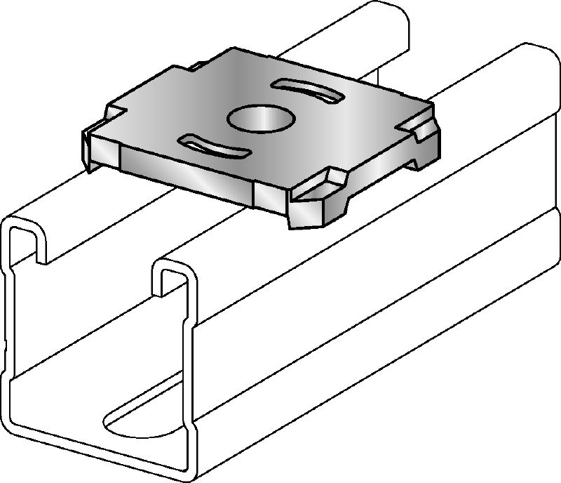 Pätný plech MQZ-L-R Pätný plech z nehrdzavejúcej ocele (A4) pre montáž a kotvenie hrazdy