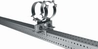 MP-PS 2-2 potrubné uloženie Nastaviteľné dvojité potrubné uloženia s náterom pre exteriér pre upevnenie potrubí s priemerom 21 – 328 mm (1/2 až 12) do rôznych základných materiálov v mierne koróznom prostredí