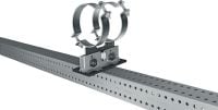 MP-PS 2-2 potrubné uloženie Nastaviteľné dvojité potrubné uloženia s náterom pre exteriér pre upevnenie potrubí s priemerom 21 – 328 mm (1/2 až 12) do rôznych základných materiálov v mierne koróznom prostredí