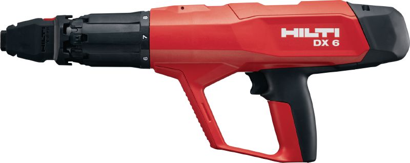 DX 6-F8 Prachom poháňaná klincovačka Plne automatická, veľmi univerzálna prachom poháňaná klincovačka na osadenie samostatných upevňovacích prvkov