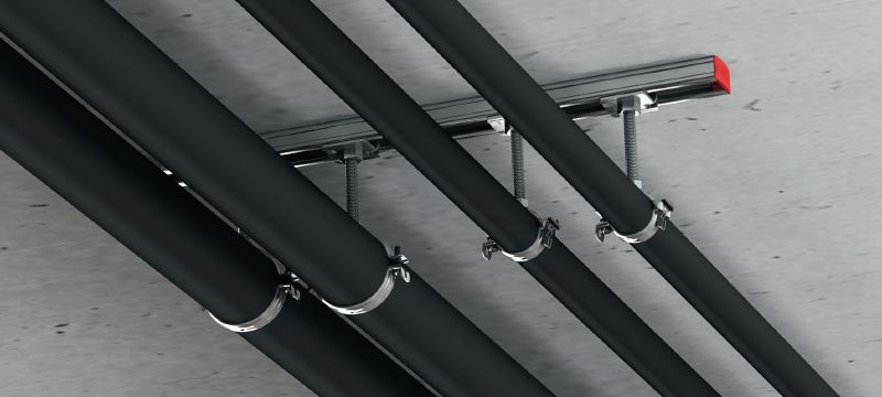 MP-U-I rýchloupínacia potrubná objímka Prémiová pozinkovaná potrubná objímka s rýchloupínaním pre vysokú produktivitu v aplikáciách so stredným zaťažením (bez izolačnej vložky) Použitie 1