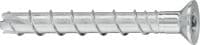 Kotviaca skrutka HUS3-C Kotviaca skrutka s jedinečným výkonom pre rýchlejšie trvalé a dočasné upevnenie do betónu (uhlíková oceľ, zapustená hlava)