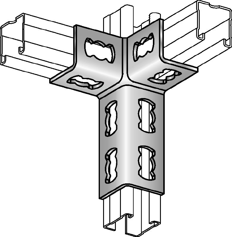 Spojovací čap MQV-3D-R Nosníková spojka z nehrdzavejúcej ocele (A4) pre trojrozmerné konštrukcie
