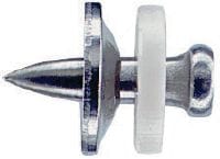 Klince z nehrdzavejúcej ocele s podložkou X-CR S12 Samostatný klinec s oceľovou podložkou pre prachom poháňané vsadzovacie stroje pre osadenie do ocele v korozívnom prostredí
