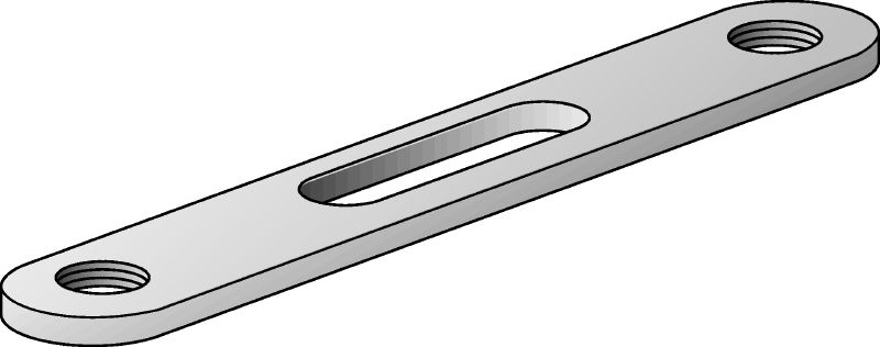 MP Galvanicky pozinkovaná pätná doska s dvoma skrutkami na upevnenie dvoch fixačných čapov pomocou jednej kotvy