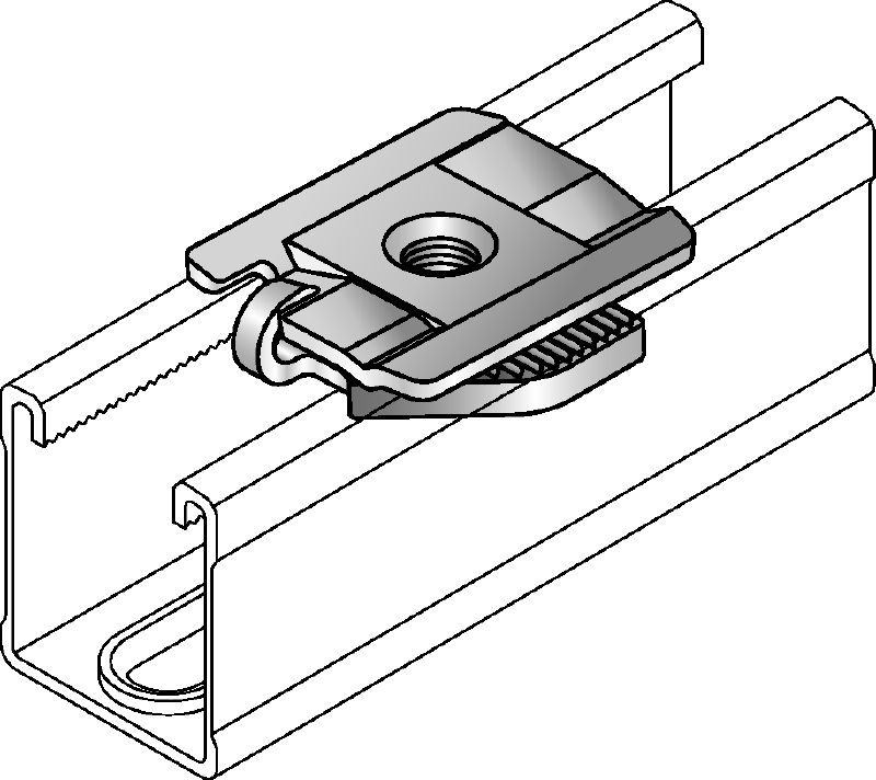 MM-S Pozinkovaný čap potrubnej objímky na pripojenie závitových komponentov k podperným nosníkom MM