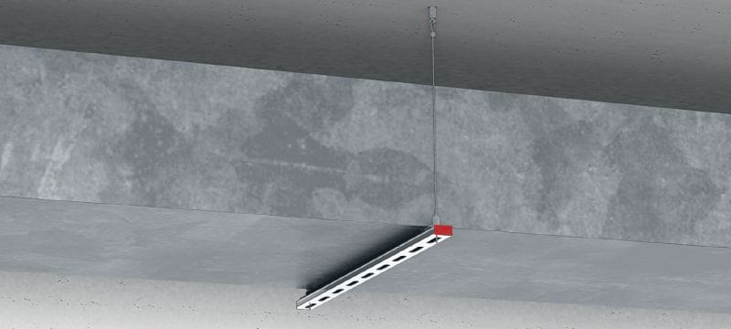 MW-CL Nosníkový zámok Nastaviteľný nosníkový zámok určený na upevnenie podpier k drôtenému lanu pri montáži trapézového systému Použitie 1