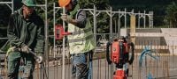 PR 40-22 rotačný laser so sklonom v jednej osi Robustná exteriérová rotačná laserová vodováha s automatickými funkciami na nivelizáciu na veľkú vzdialenosť, zarovnávanie, zvažovanie a stanovenie pravých uhlov (akumulátorová platforma Nuron) Použitie 1