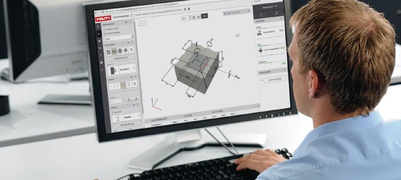 PROFIS Engineering Suite softvér pre statické návrhy Technický softvér pre návrh kotvenia s predpismi a schváleniami, výpočtami CBFEM (Component-based Finite Element Method) a množstvom spôsobov upevnenia Použitie 1