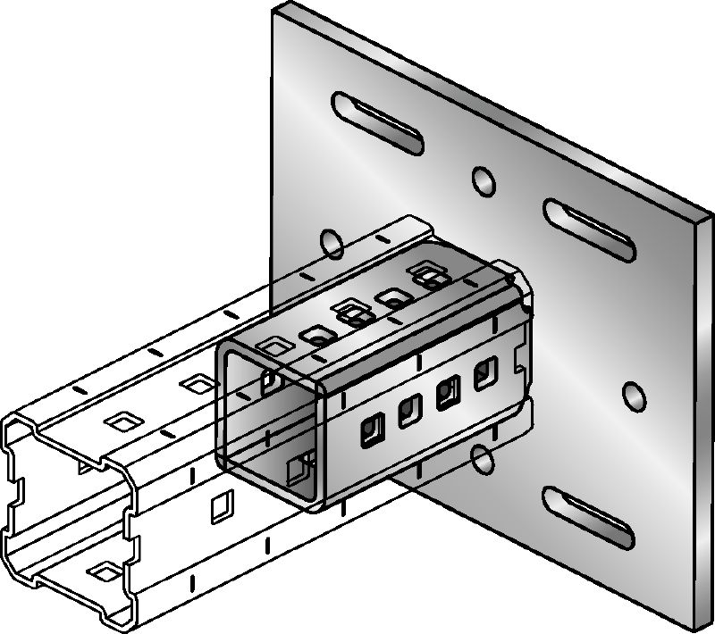 Spojka MIC-S Spojka na pripájanie modulárnych systémov k štrukturálnym oceľovým nosníkom
