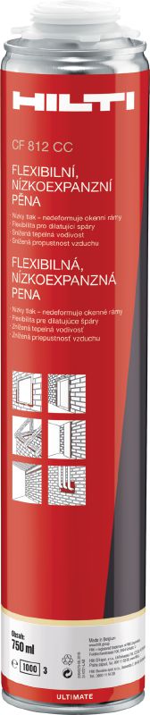 CF 812 CC flexibilná pena s izolačnými vlastnosťami Flexibilná pena s izolačnými vlastnosťami sa ideálne hodí na vzduchové utesnenie a pre nízko energetické stavby